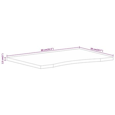 vidaXL Bureaublad met ronding 80x50x2,5 cm massief ruw mangohout