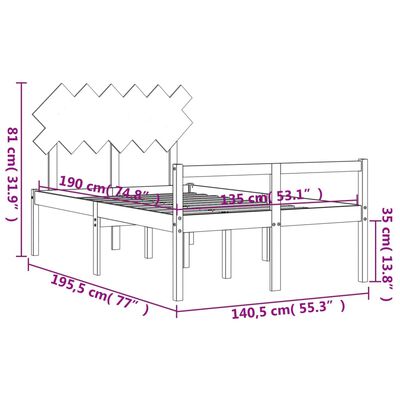 vidaXL Seniorenbed met hoofdbord massief hout wit