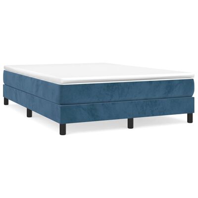 vidaXL Boxspring met matras fluweel donkerblauw 140x190 cm