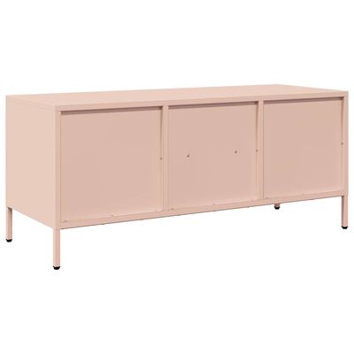 vidaXL Tv-meubel 101,5x39x43,5 cm koudgewalst staal roze