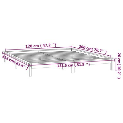 vidaXL Bedframe LED massief hout 120x200 cm