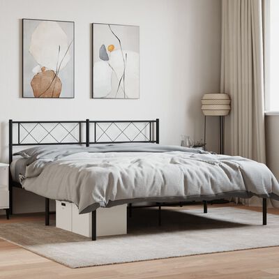 vidaXL Bedframe met hoofdbord metaal zwart 150x200 cm