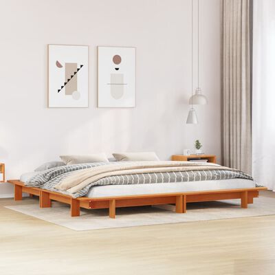 vidaXL Bedframe zonder matras massief grenenhout wasbruin 160x200 cm