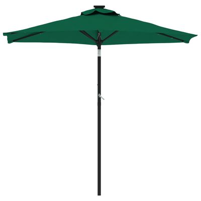 vidaXL Parasol met LED's en stalen paal 225x225x212 cm groen