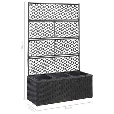 vidaXL Latwerkplantenbak verhoogd met potten 83x30x130 cm rattan zwart