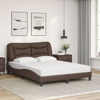 vidaXL Bed met matras kunstleer bruin 140x200 cm