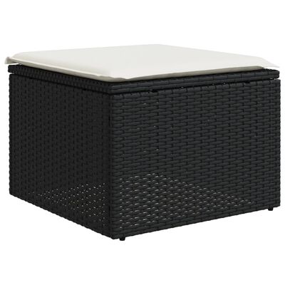 vidaXL 11-delige Loungeset met kussens poly rattan zwart