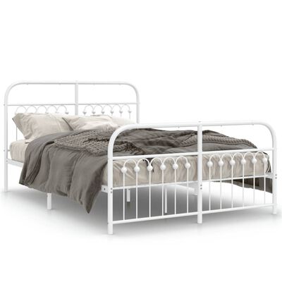 vidaXL Bedframe met hoofd- en voeteneinde metaal wit 140x190 cm