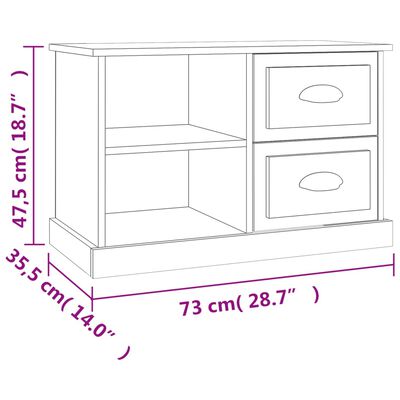 vidaXL Tv-meubel 73x35,5x47,5 cm bewerkt hout hoogglans wit