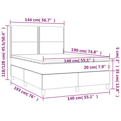 vidaXL Boxspring met matras kunstleer zwart 140x190 cm