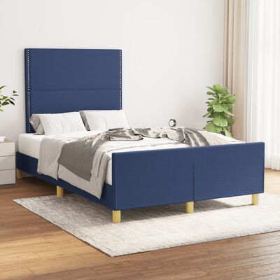 vidaXL Bedframe met hoofdbord stof blauw 120x190 cm