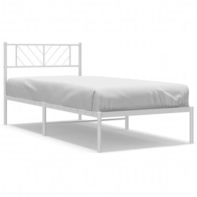 vidaXL Bedframe met hoofdbord metaal wit 100x200 cm