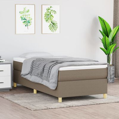 vidaXL Boxspring met matras stof taupe 90x200 cm