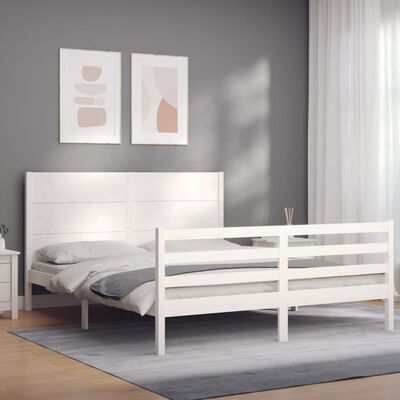 vidaXL Bedframe met hoofdbord massief hout wit