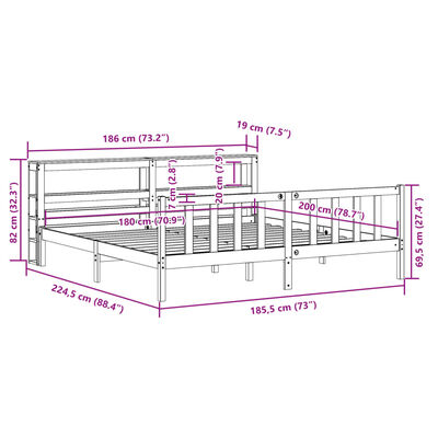 vidaXL Bedframe zonder matras massief grenenhout wit 180x200 cm