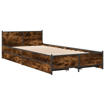 vidaXL Bedframe met lades bewerkt hout gerookt eikenkleurig 100x200 cm