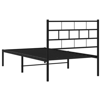 vidaXL Bedframe met hoofdbord metaal zwart 100x200 cm