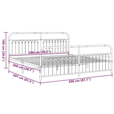 vidaXL Bedframe met hoofd- en voeteneinde metaal wit 200x200 cm