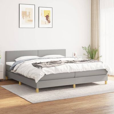 vidaXL Boxspring met matras stof lichtgrijs 200x200 cm