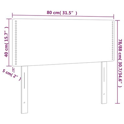 vidaXL Hoofdbord LED 80x5x78/88 cm fluweel roze