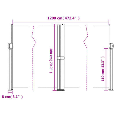 vidaXL Windscherm uittrekbaar 180x1200 cm beige