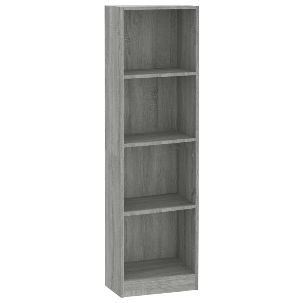 vidaXL Boekenkast 4 schappen 40x24x143 cm bewerkt hout grijs sonoma