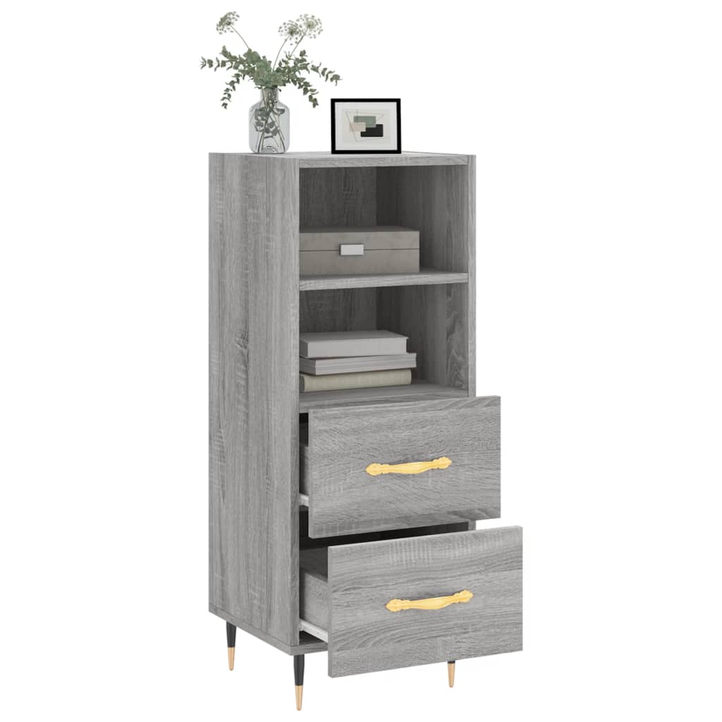 vidaXL Dressoir 34,5x34x90 cm bewerkt hout grijs sonoma eikenkleurig