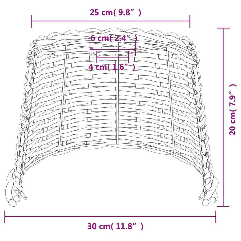 vidaXL Plafondlampenkap Ø30x20 cm wicker wit