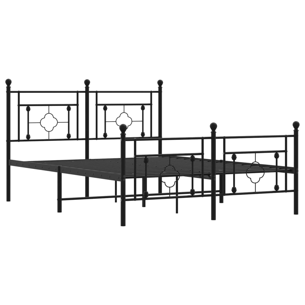 vidaXL Bedframe met hoofd- en voeteneinde metaal zwart 140x200 cm