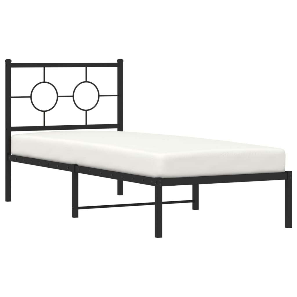 vidaXL Bedframe met hoofdbord metaal zwart 80x200 cm