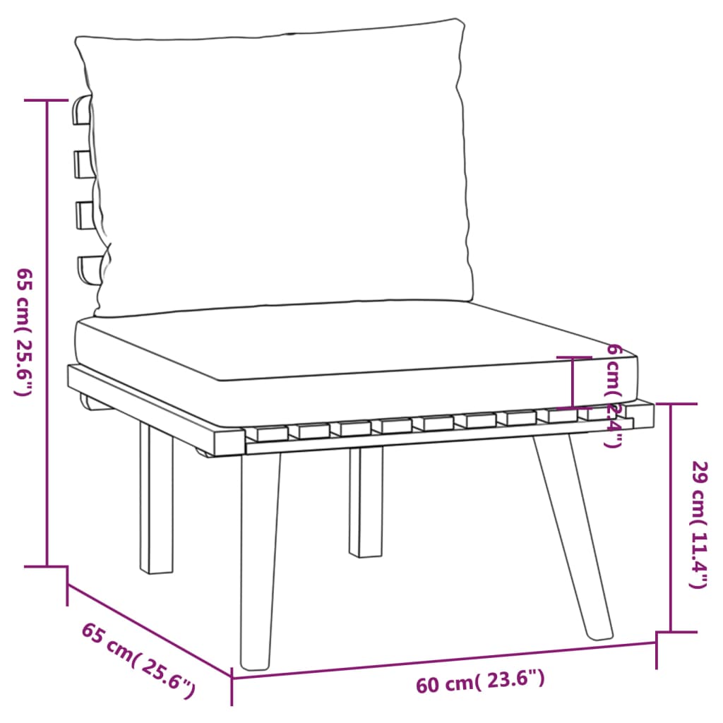 vidaXL 9-delige Loungeset met kussens massief acaciahout