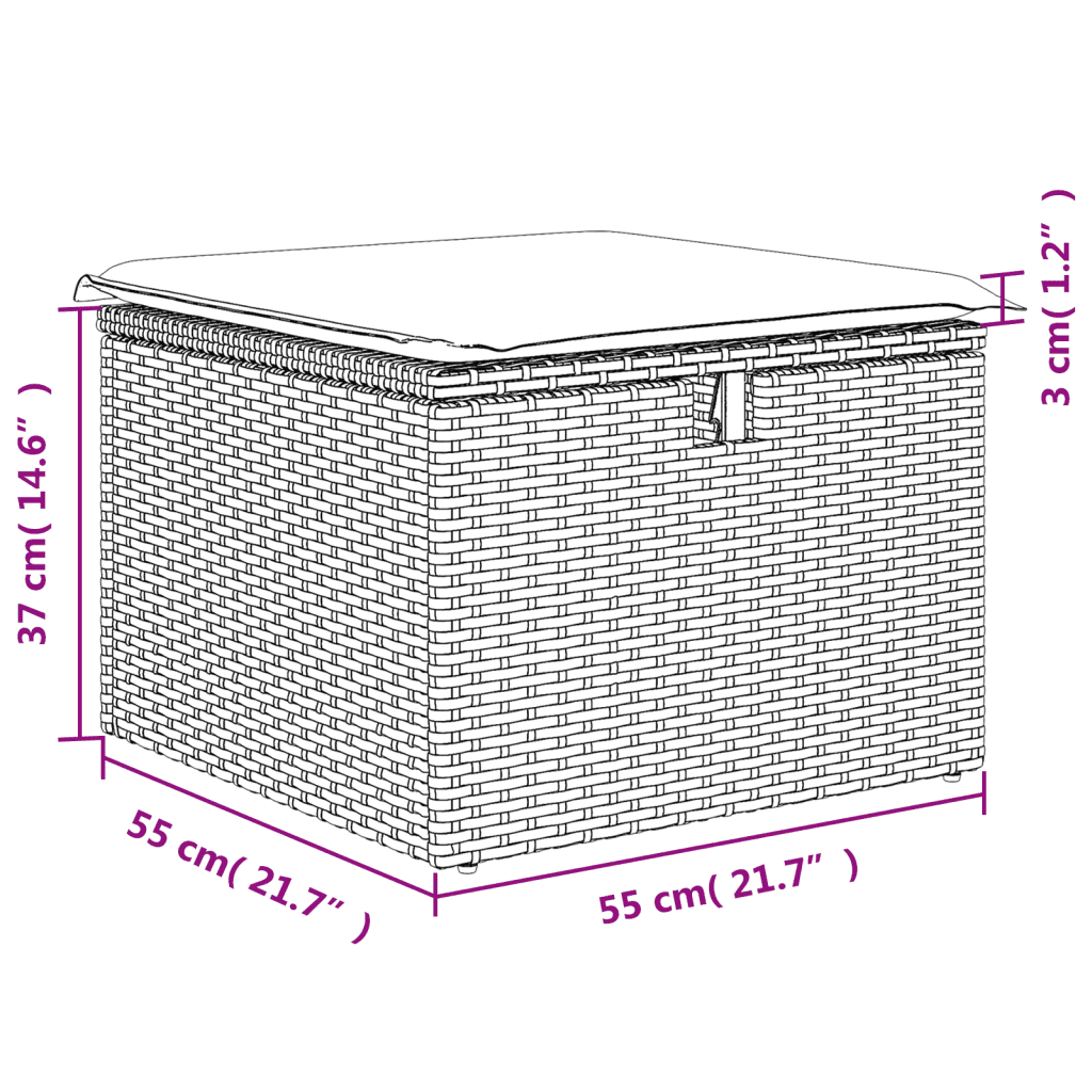 vidaXL 6-delige Loungeset met kussens poly rattan bruin