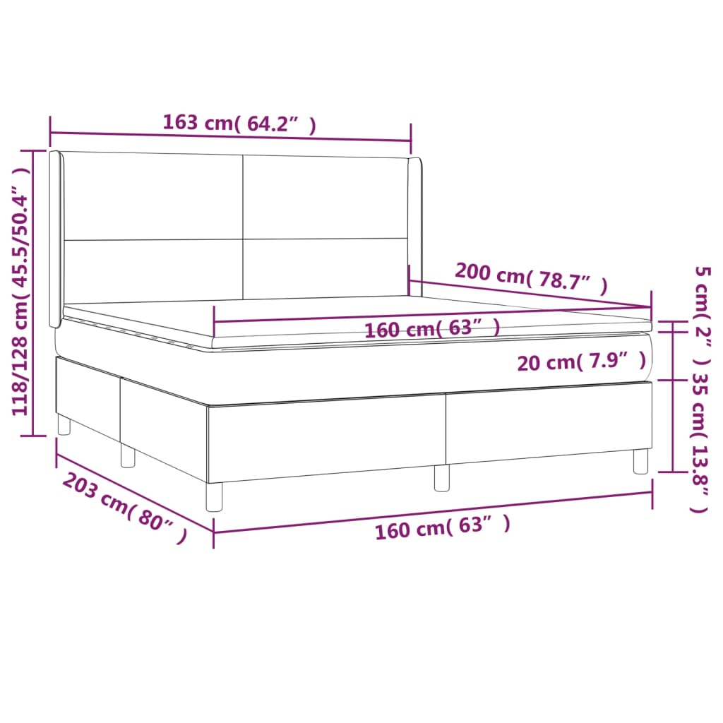 vidaXL Boxspring met matras fluweel donkerblauw 160x200 cm