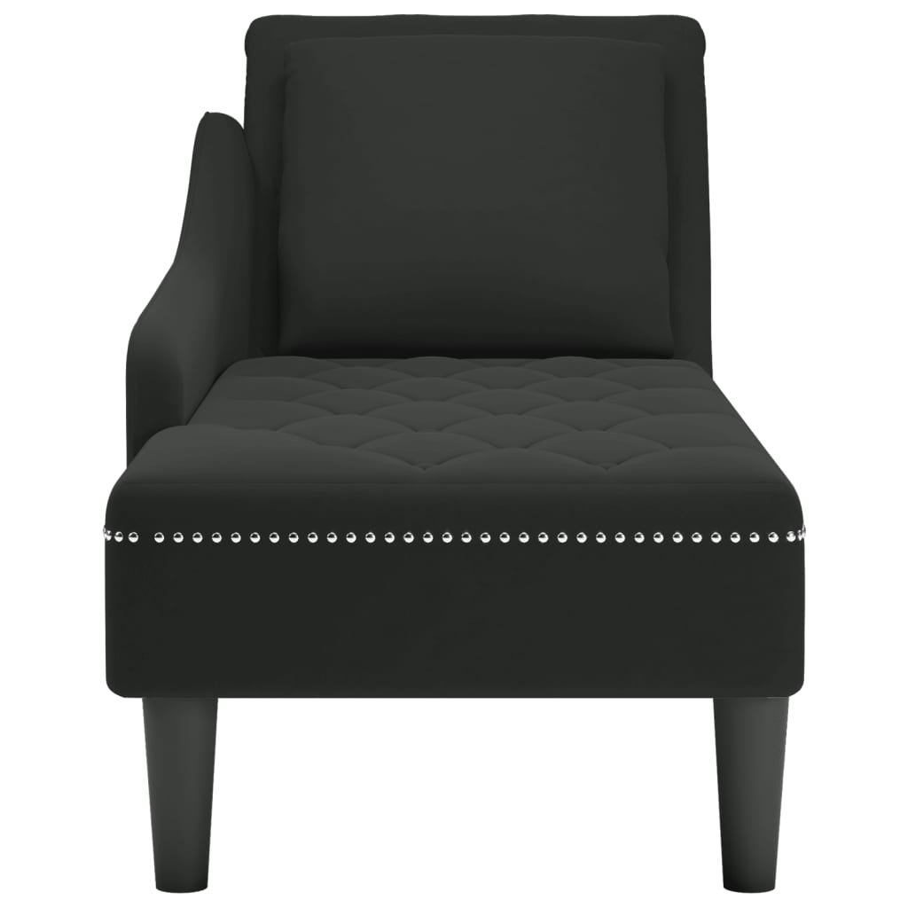 vidaXL Chaise longue met kussen en rechterarmleuning fluweel zwart