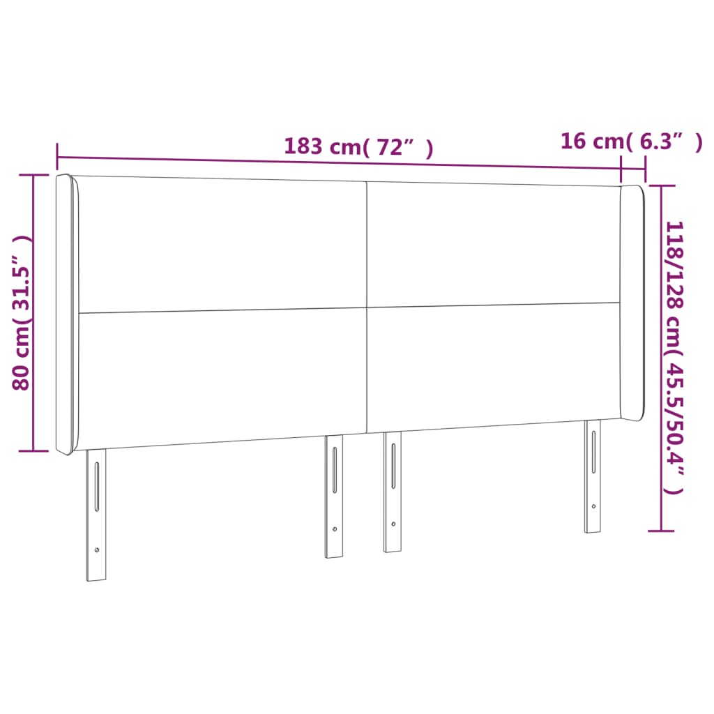 vidaXL Hoofdbord LED 183x16x118/128 cm stof donkerbruin