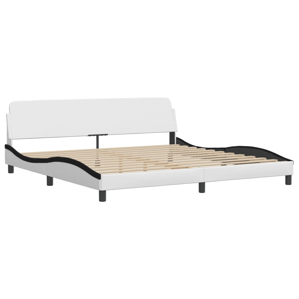 vidaXL Bed met matras kunstleer wit en zwart 200x200 cm