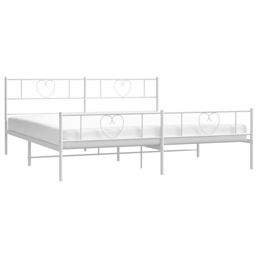 vidaXL Bedframe met hoofd- en voeteneinde metaal wit 200x200 cm