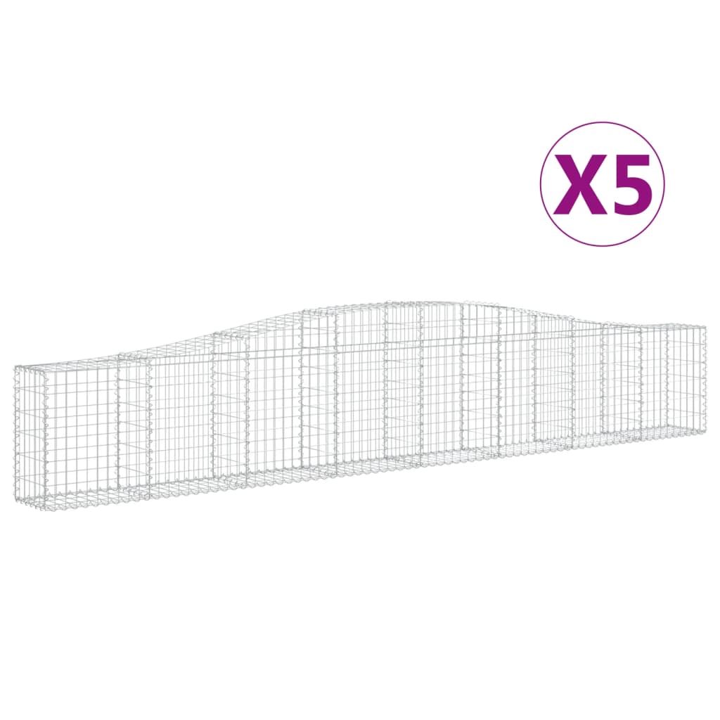 vidaXL Schanskorven 5 st gewelfd 400x30x60/80 cm ijzer