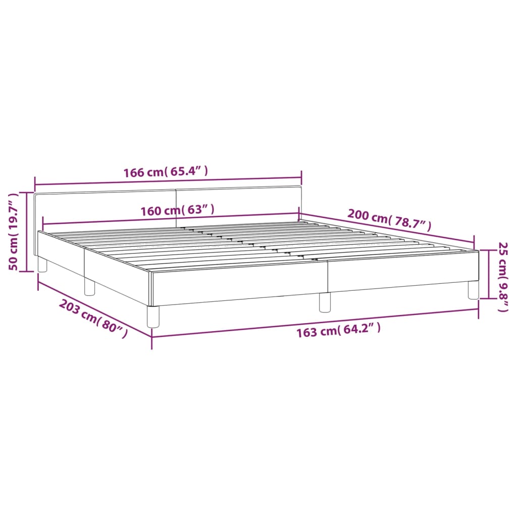 vidaXL Bedframe zonder matras stof donkerbruin 160x200 cm