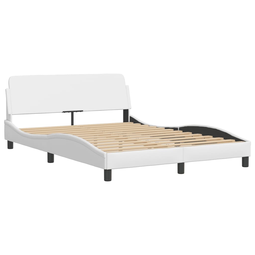 vidaXL Bed met matras kunstleer wit 140x190 cm