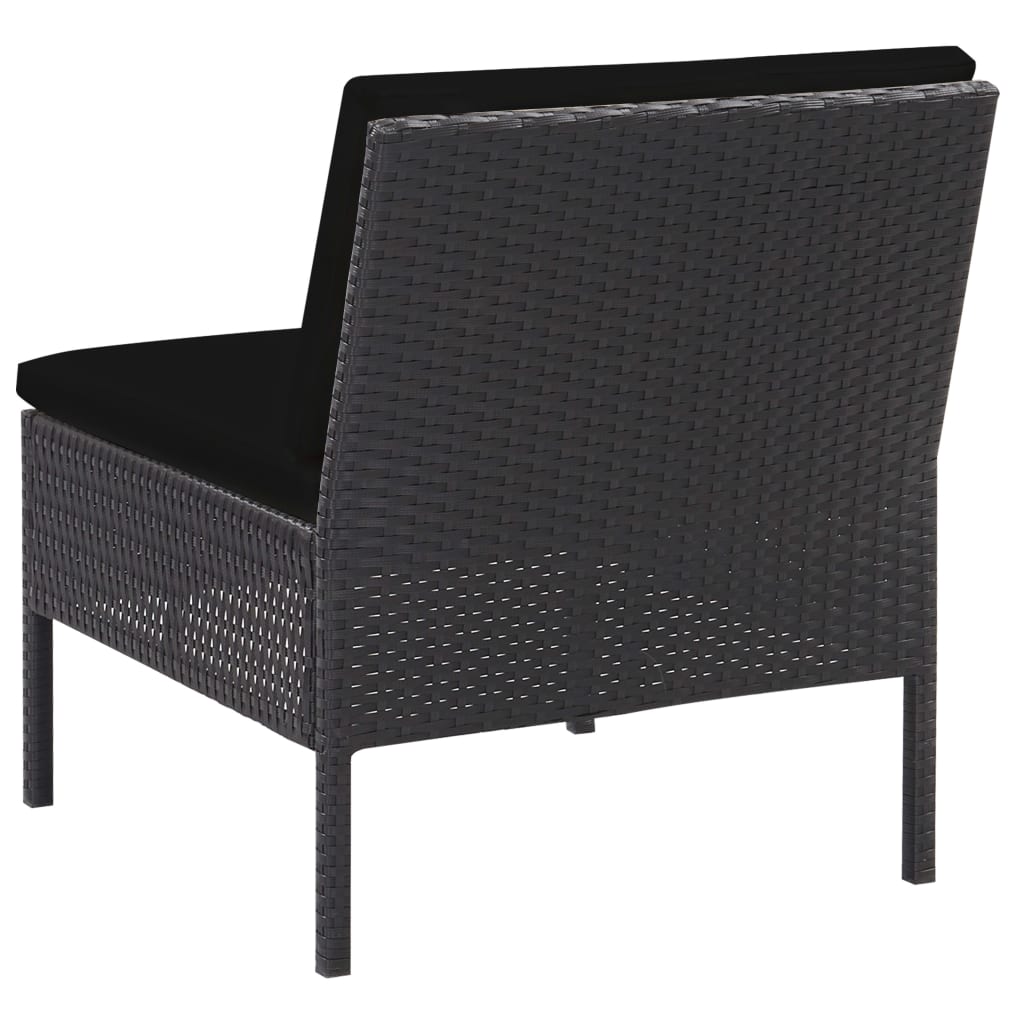 vidaXL 6-delige Loungeset met kussens poly rattan zwart