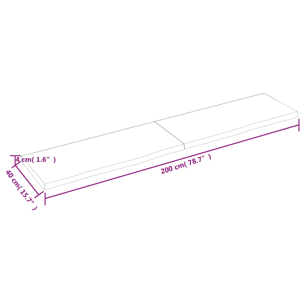 vidaXL Tafelblad 200x40x(2-4) cm onbehandeld massief eikenhout