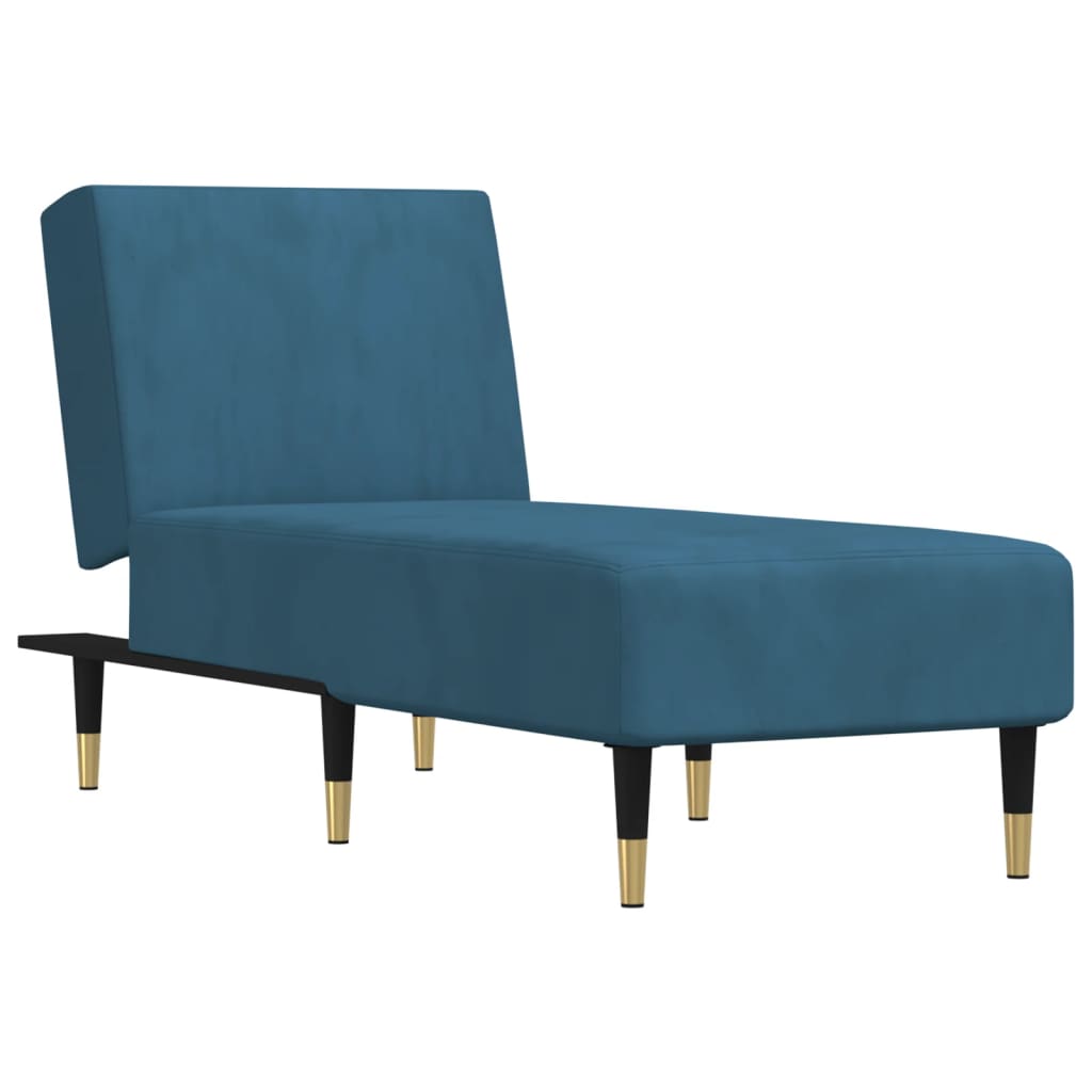 vidaXL Chaise longue fluweel blauw