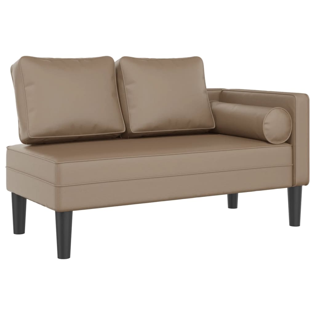 vidaXL Chaise longue met kussens kunstleer cappuccino