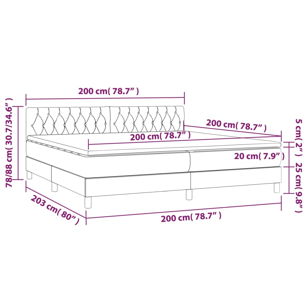 vidaXL Boxspring met matras fluweel roze 200x200 cm