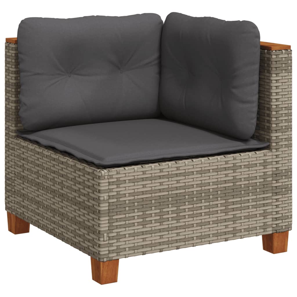 vidaXL 4-delige Loungeset met kussens poly rattan grijs