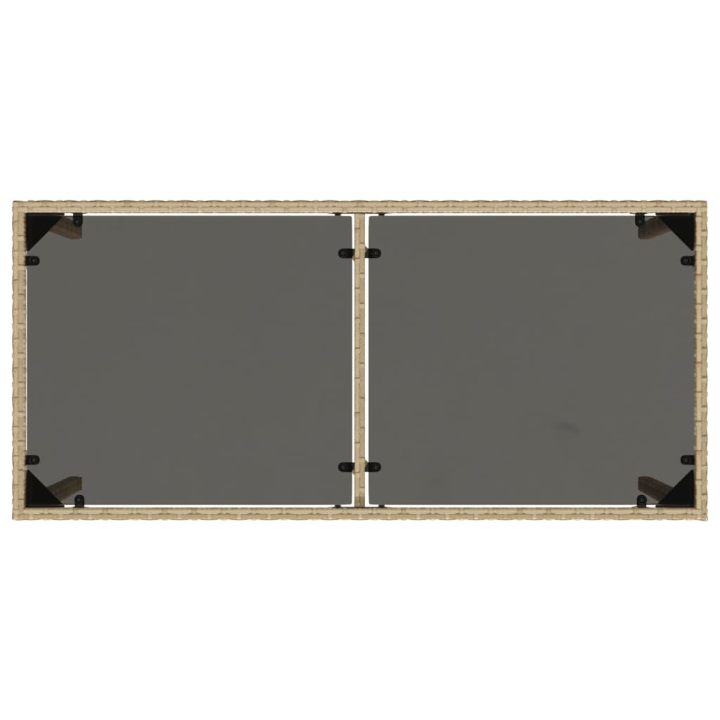 vidaXL Tuintafel met glazen blad 115x54x74 cm poly rattan beige