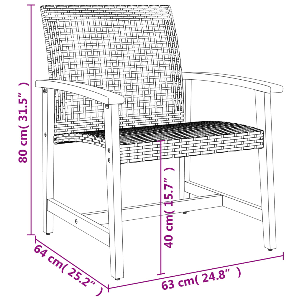 vidaXL Tuinstoelen 2 st poly rattan en acaciahout beige