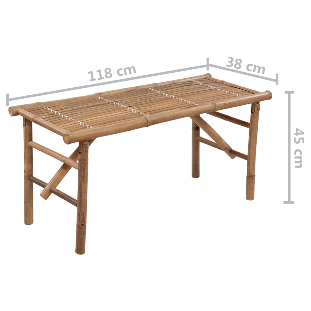 vidaXL Tuinbank inklapbaar met kussen 118 cm bamboe