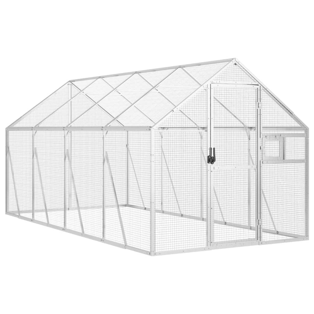 vidaXL Volière 1,79x4x1,85 m aluminium zilverkleurig